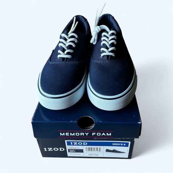 Izod Rangley Men's Lace Up Casual Canvas shoe Memory Foam Navy size 9 - Picture 2 of 9